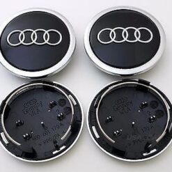 Audi centrumkåpor i svart 61, 68, 77 mm