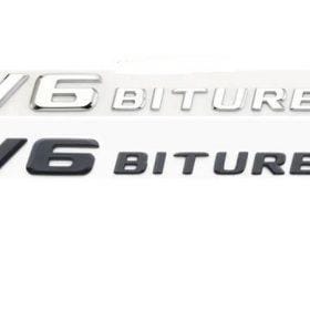 Mercedes V6 biturbo emblem i blank svart och silver
