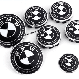 bmw 50 årsjubileum svart vit emblem och centrumkåpor till bilen