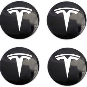 Tesla hjulnav emblem i svart 4st fälgemblem