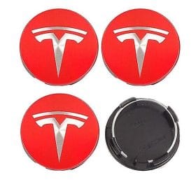 Tesla centrumkåpor röda 57mm
